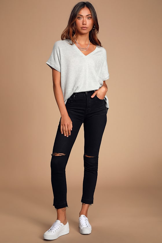 light blue v neck sweater women's