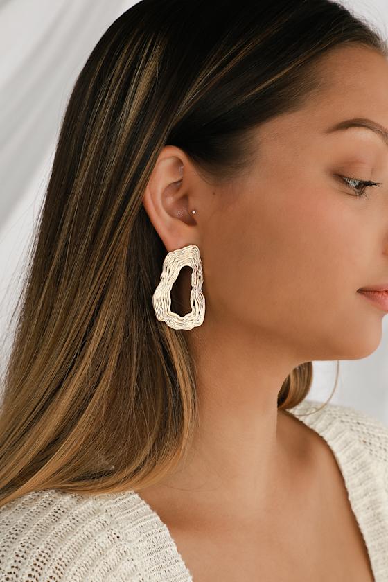 Cute Gold Earrings Shiny Gold Earrings Abstract Earrings Lulus