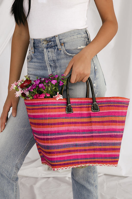 Fuchsia Plaid Everyday Market Tote main image 0