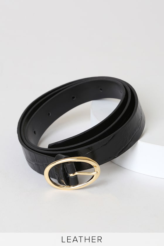 Rinaldi Black Crocodile Embossed Leather Belt 1
