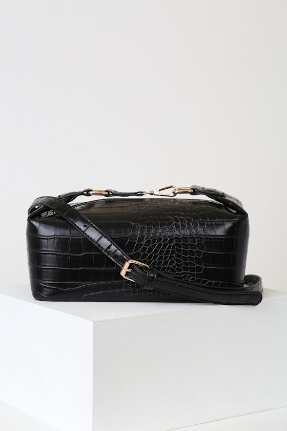 Cute Black Bag Black Handbag SnakeEmbossed Handbag Lulus