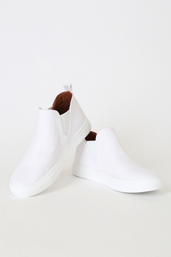Axel White Snake Embossed Slip-On Sneakers 1