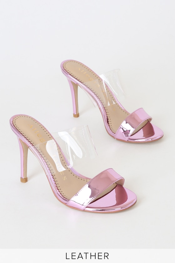 pink clear heels shoes