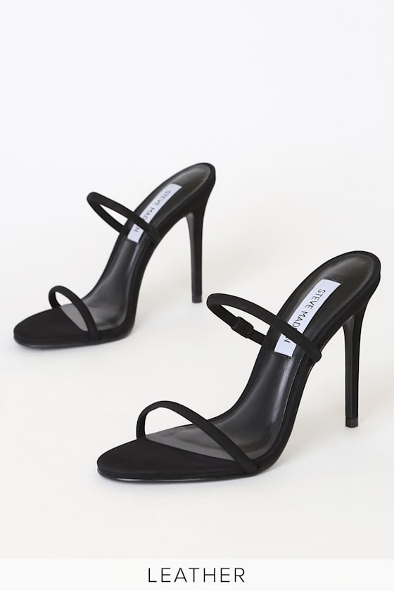 Mina Black Nubuck Leather High Heel Sandals 1