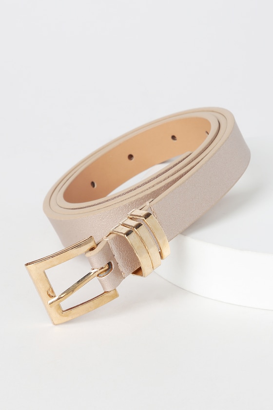 Cute Gold Metallic Belt - Skinny Belt - Vegan Leather Belt - Lulus