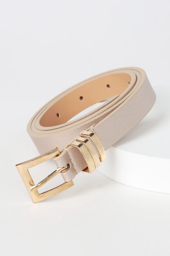 Cute Gold Metallic Belt Skinny Belt Vegan Leather Belt Lulus