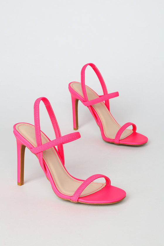 pink high heel mules