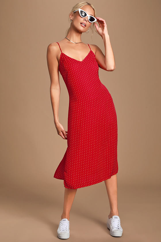 Paiton Red Print Midi Slip Dress 6
