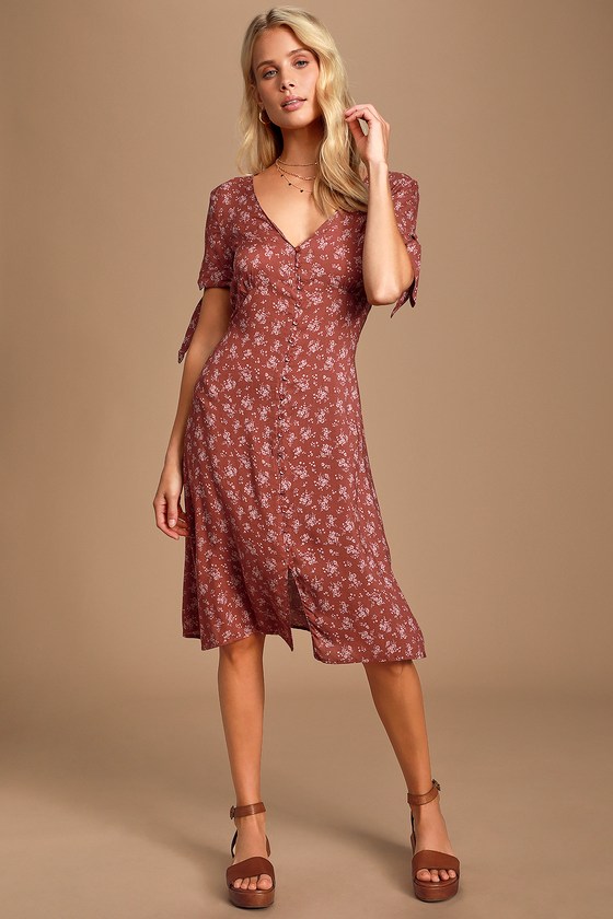 Tie sleeve midi dress on sale