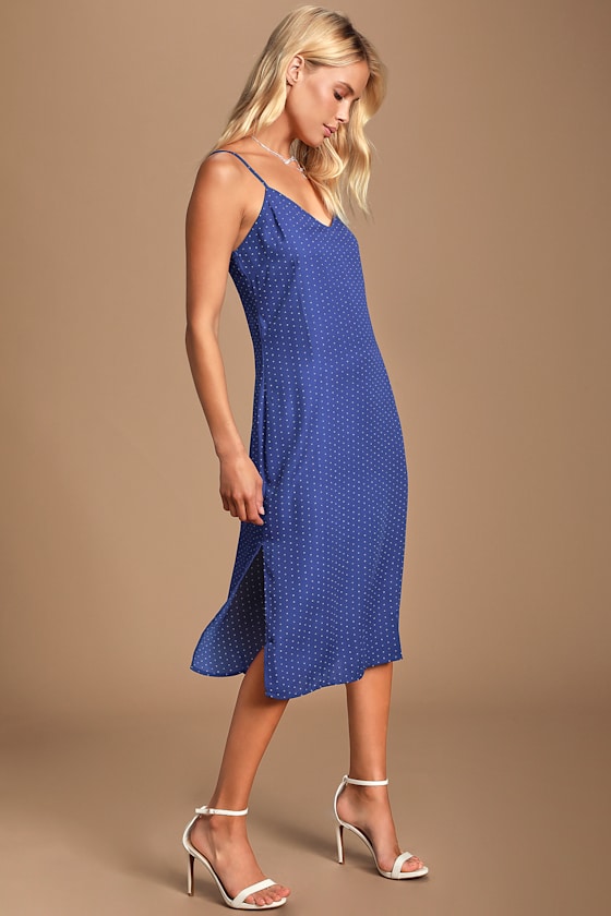 Paiton Royal Blue Print Midi Slip Dress 6