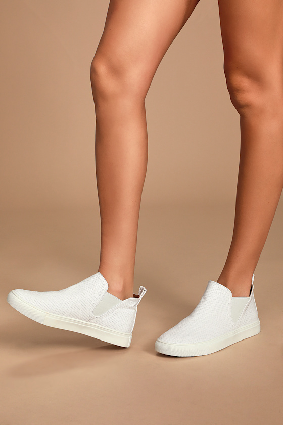 Axel White Snake Embossed Slip-On Sneakers 2