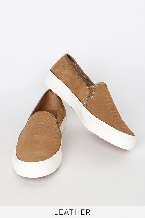 tan suede slip on sneakers