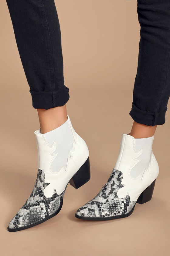 Coconuts by Matisse Defy - White Snake Boots - Ankle Boots - Lulus