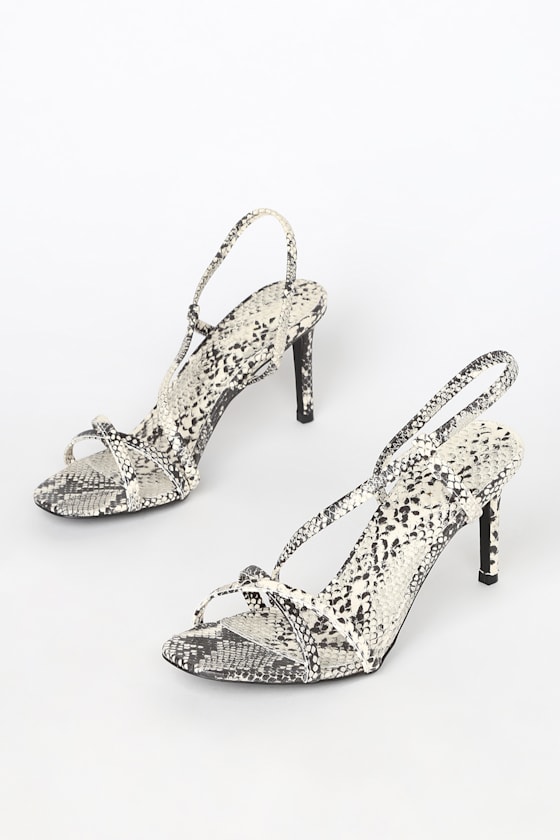 Leora Stone and Black Snake Strappy High Heel Sandals 4