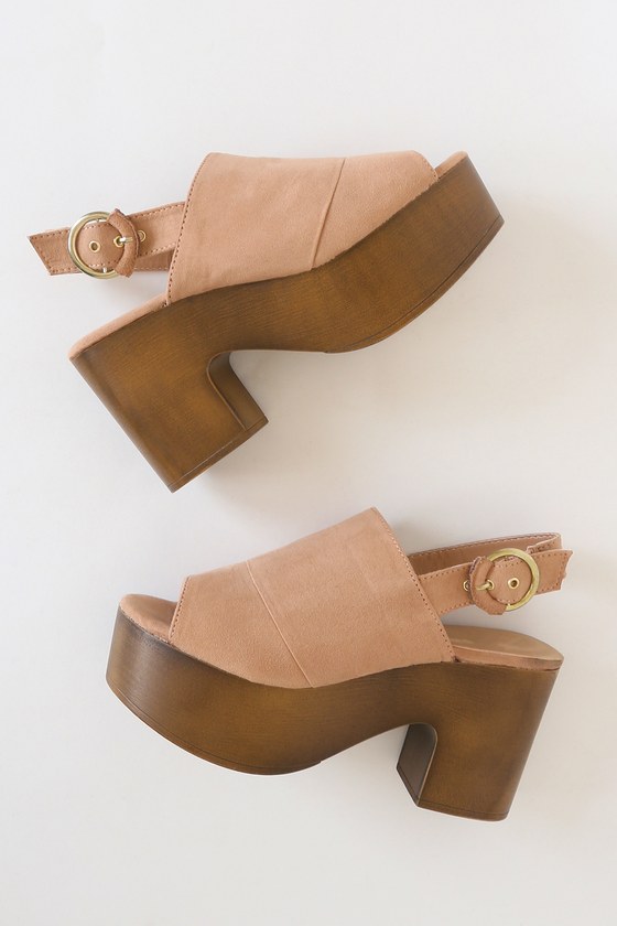 Cute Taupe Sandals - Platform Sandals - Vegan Suede Sandals - Lulus