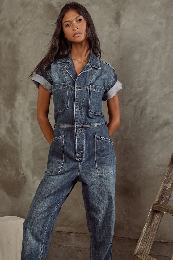 Grover Medium Wash Denim Utility Jumpsuit 6