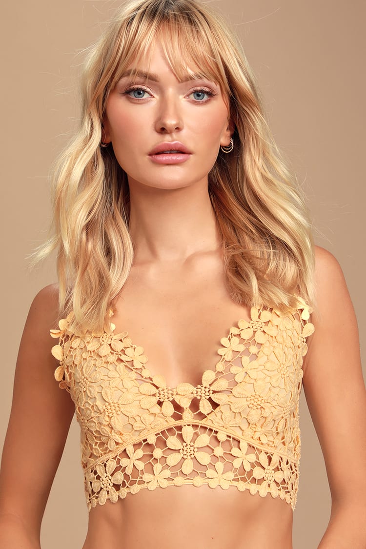 Miss Dazie Yellow Crochet Lace Bralette