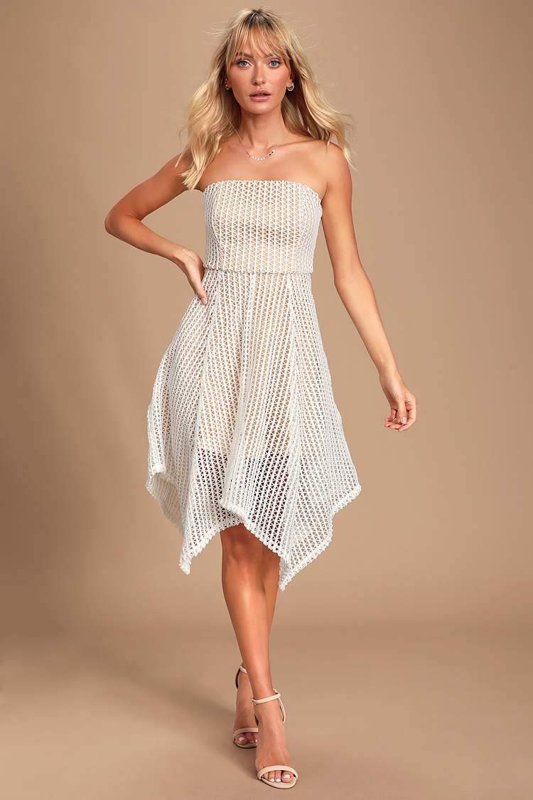 Cute White Dress - Crochet Lace Dress - Handkerchief Dress - Lulus Cute White Dress - Crochet Lace Dress - Handkerchief Dress - Lulus