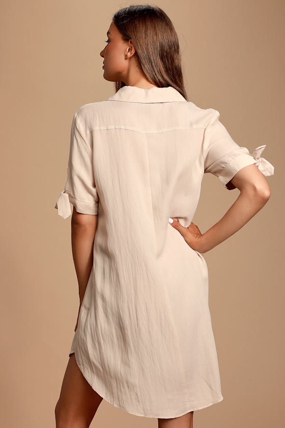 Countryside Beige Tie-Sleeve Shirt Dress 9