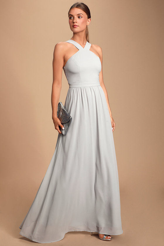 Beautiful Grey Dress Maxi Dress Halter Dress 70.00