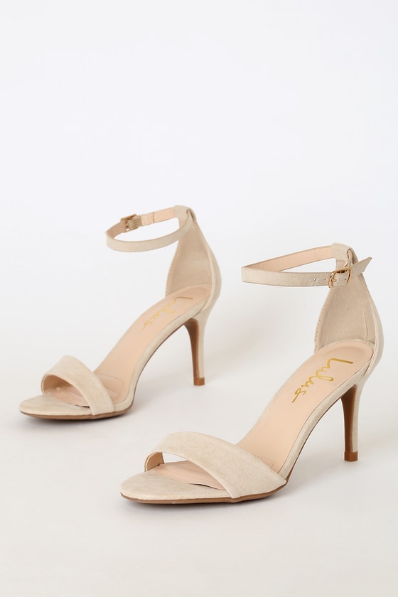 Classic Natural Heels - Beige Ankle Strap Heels