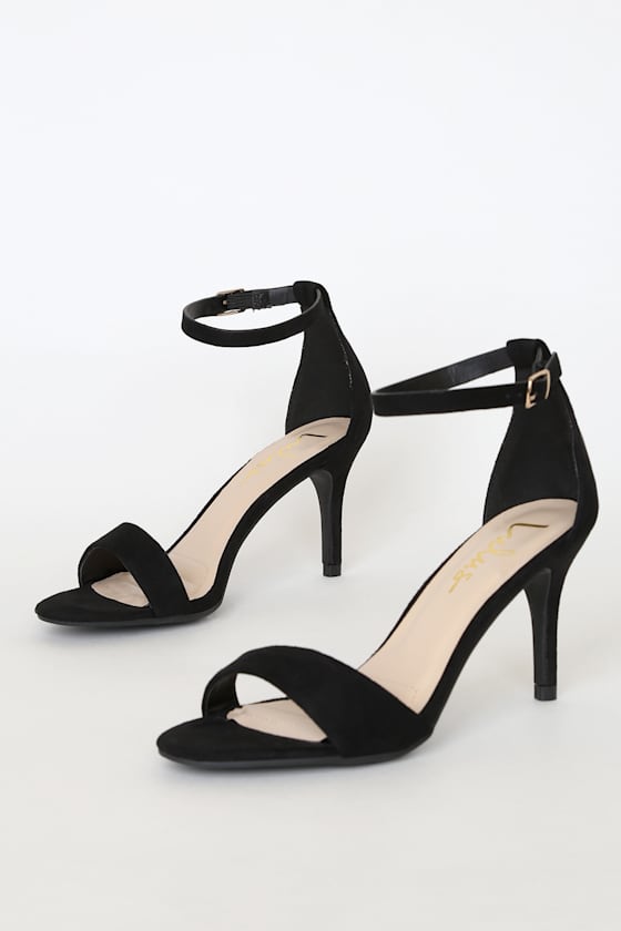Lover Black Suede Ankle Strap Heels 5