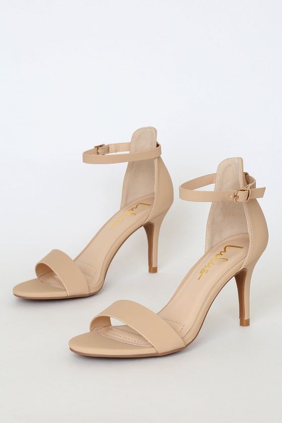 Published Author Nude Nubuck Ankle Strap Heels