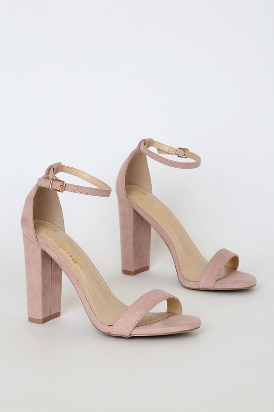 Sexy Blush Suede Heels - Ankle Strap 