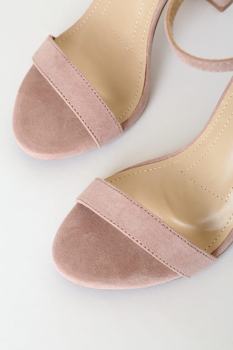 Taylor Blush Suede Ankle Strap Heels