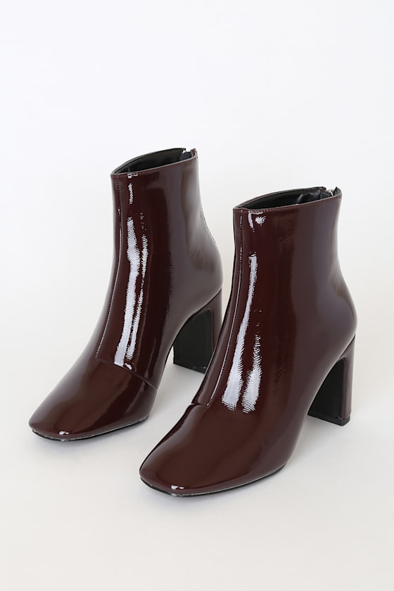 Rocia Wine Red Patent High Heel Booties 1
