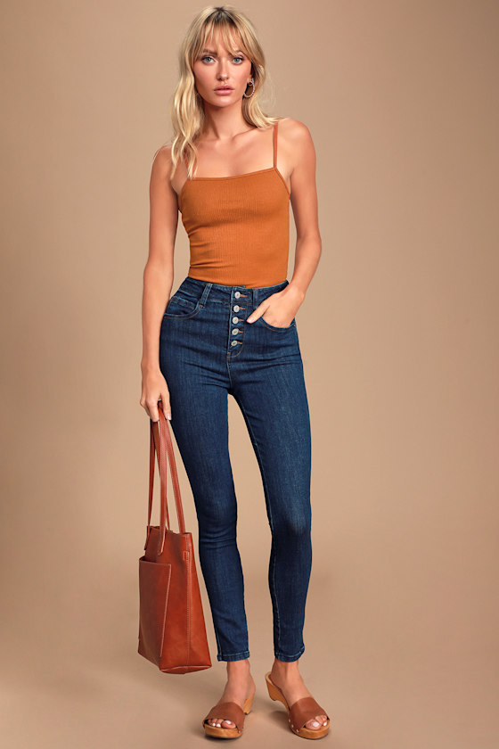 Divya Rust Orange Ribbed Tank Top 2