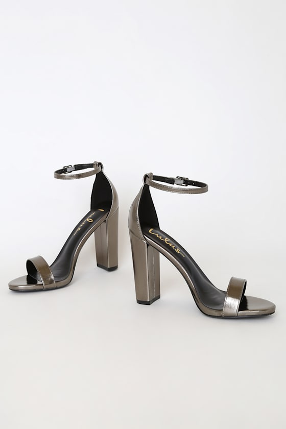 Cute Pewter Heels Ankle Strap Heels Metallic Heels Lulus