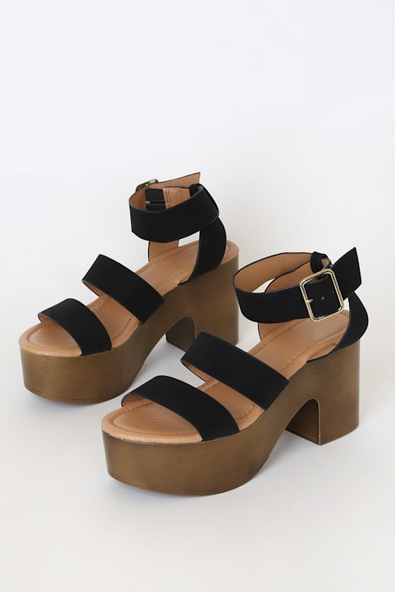 Danika Black Nubuck Platform Sandals 3