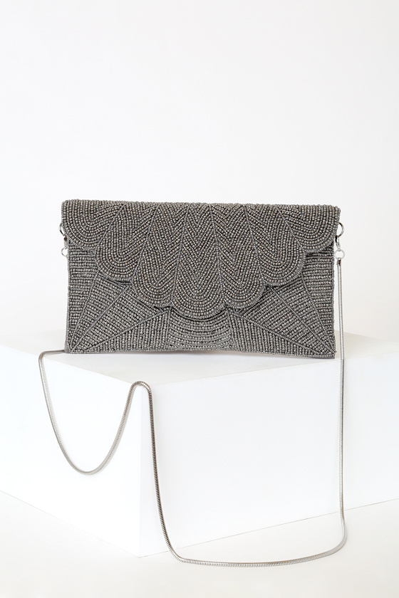 Junipero Silver Beaded Clutch 1
