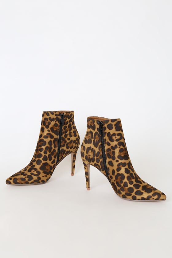 Leopard stiletto booties Clearance
