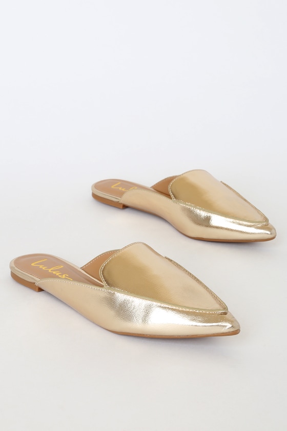 Gold Loafer Slides - Slip-On Loafers - Pointed-Toe Slide - Loafer - Lulus