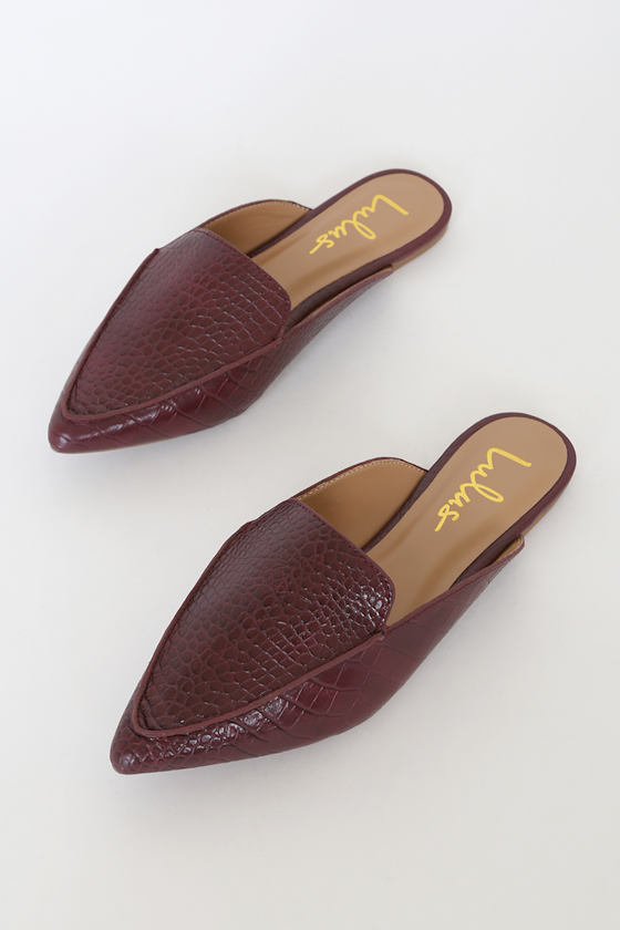 Joelle Burgundy Croc Loafer Slides 2