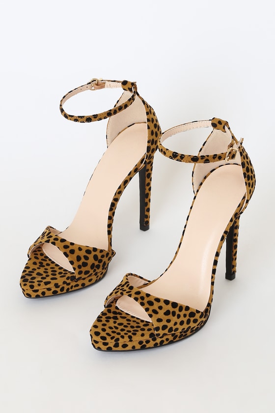 Sexy Camel and Black Leopard Heels - Suede Platform Heels - Heels - Lulus