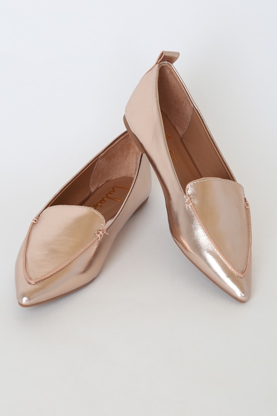 rose gold pointed flats