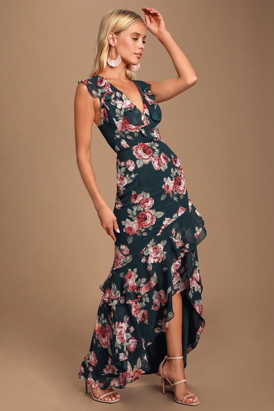 floral high low maxi dress