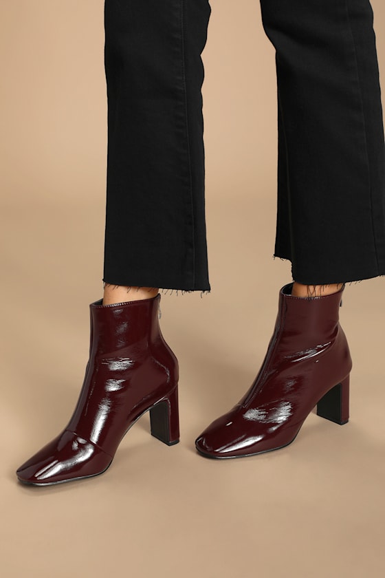 Rocia Wine Red Patent High Heel Booties 5