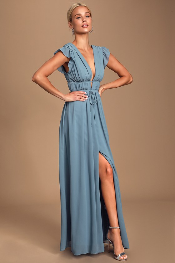 lulus slate blue maxi dress