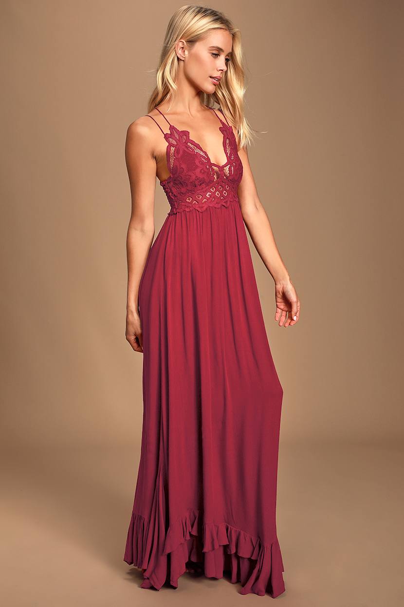 lace maxi dresses with sleeves Lace Long Sleeves Prom Dresses V Neck Split main image 1