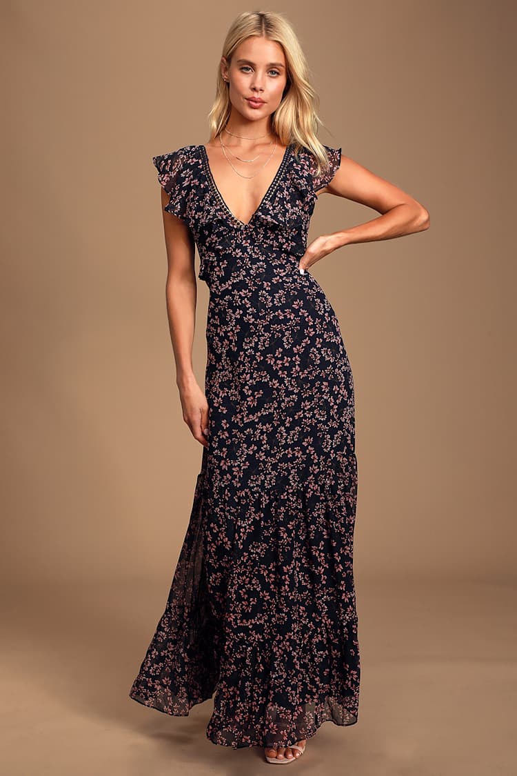chinese dress ladies Tropical Daydream Tiered Maxi Dress L / Peach