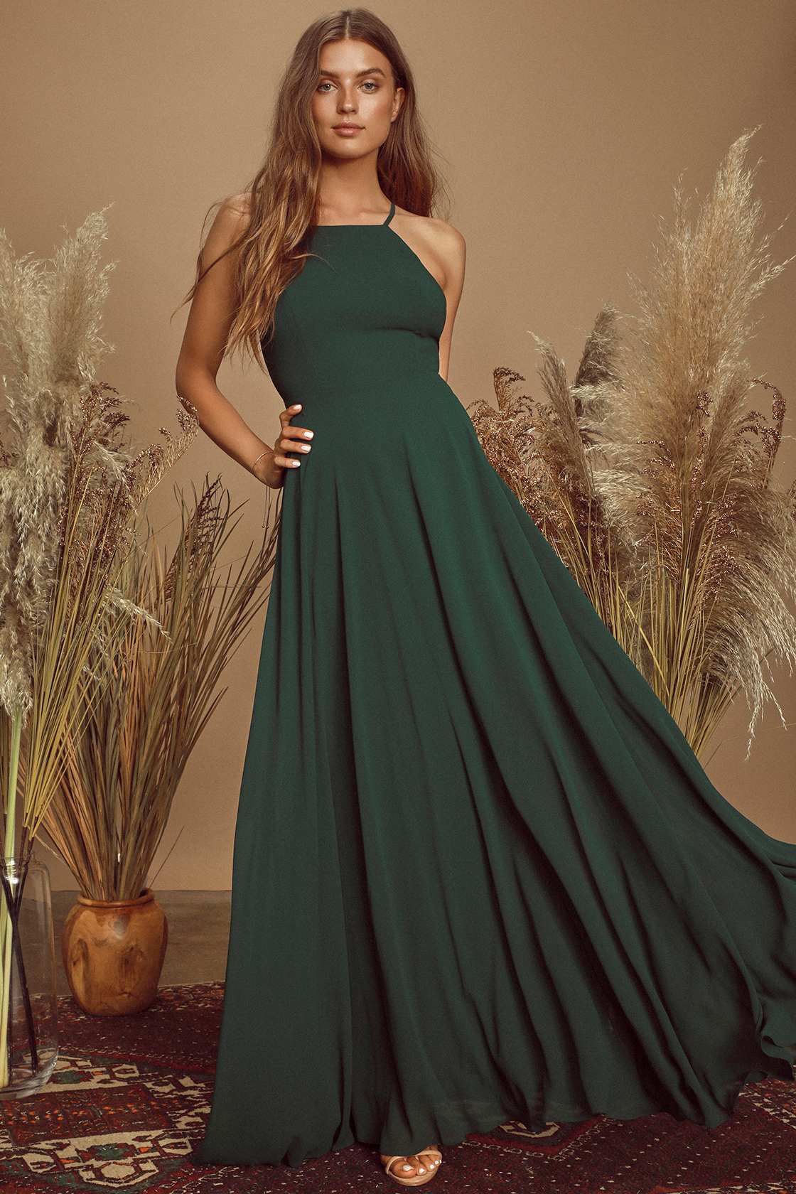Beautiful Dark Green Dress Maxi Dress Backless Maxi Dress Lulus