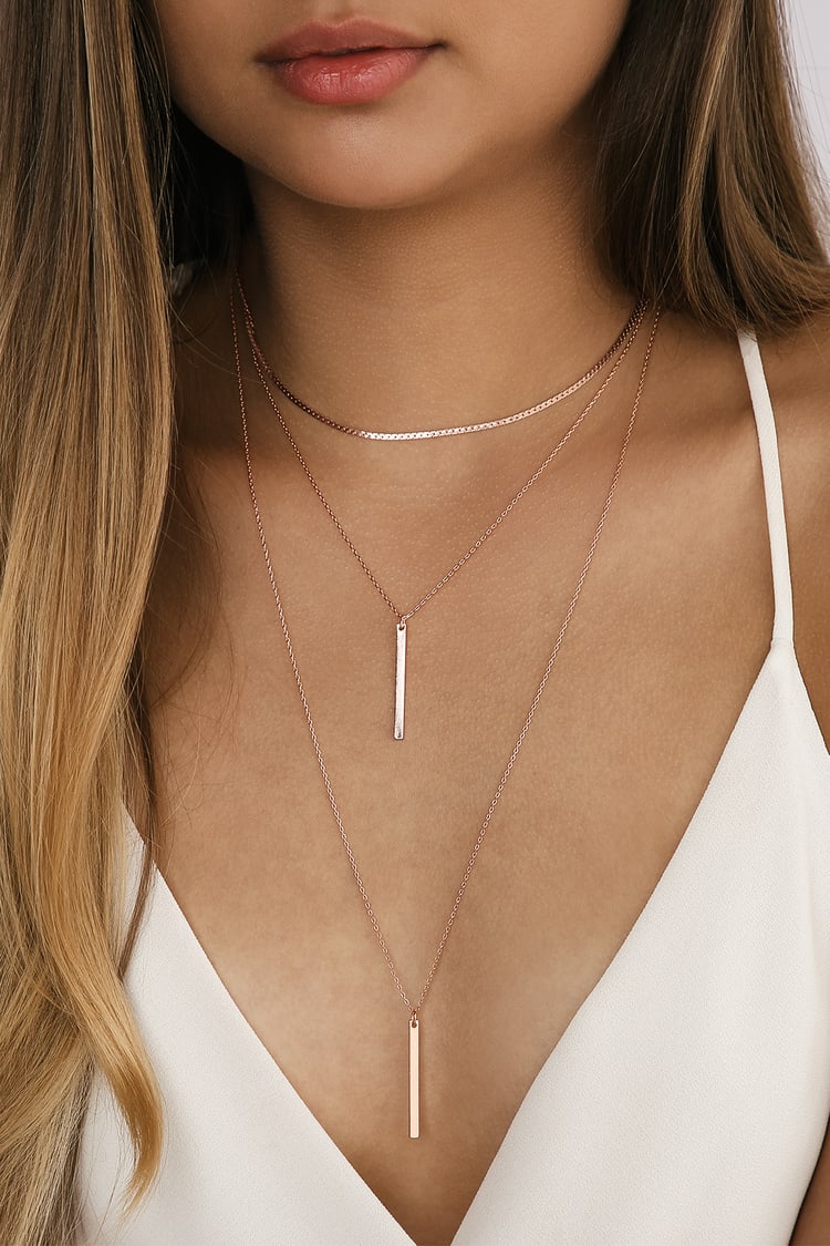 Rose Gold Necklace - Choker Necklace - Layered Necklace - Lulus
