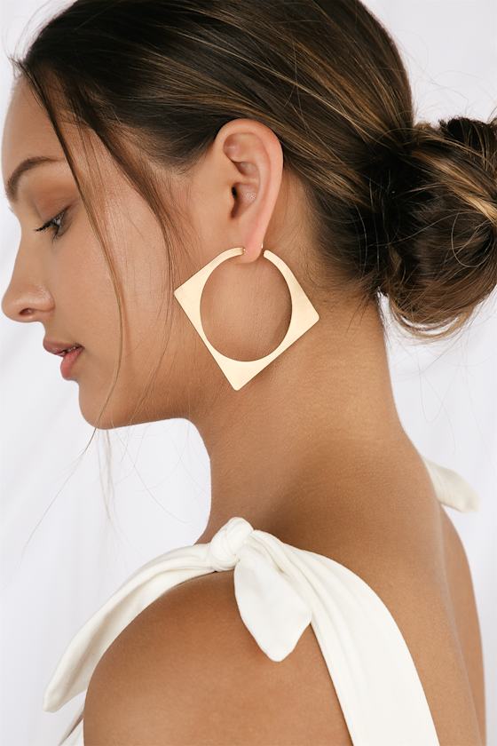 Campbell Brushed Gold Geometric Earrings 4