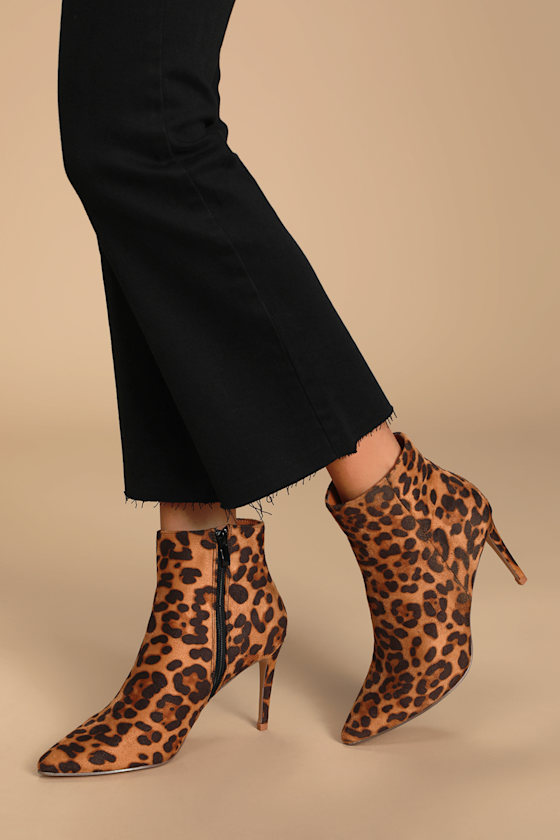 Chic Leopard Booties Stiletto Heel Booties Ankle Booties Lulus