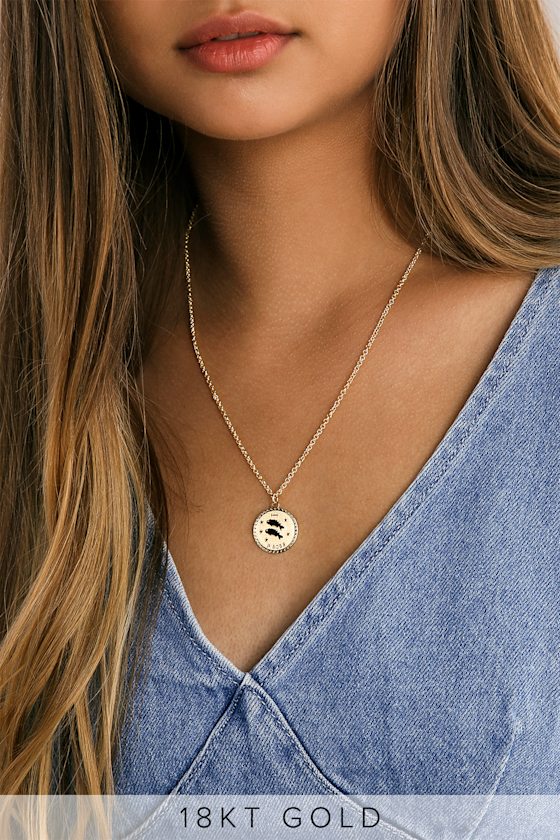 Cute Astrology Necklace Pisces Necklace 18KT Gold Necklace Lulus