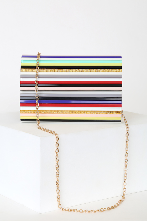 Palm Springs Multi Striped Acrylic Clutch 1